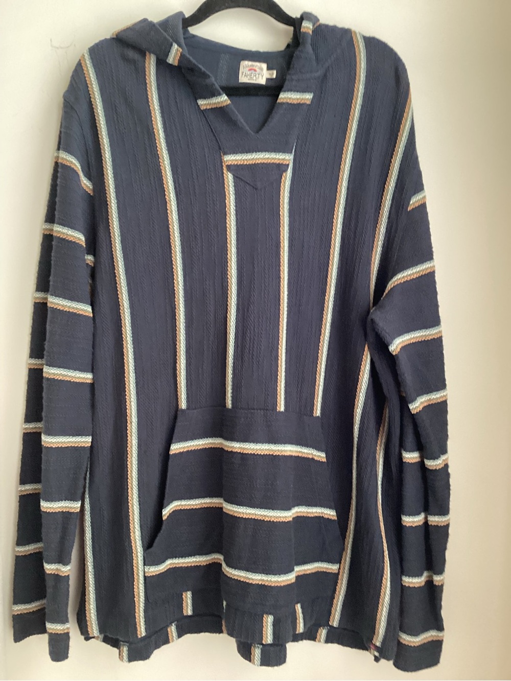 Faherty Baja Hoodie Size XL Navy Biaritz Poncho Beach